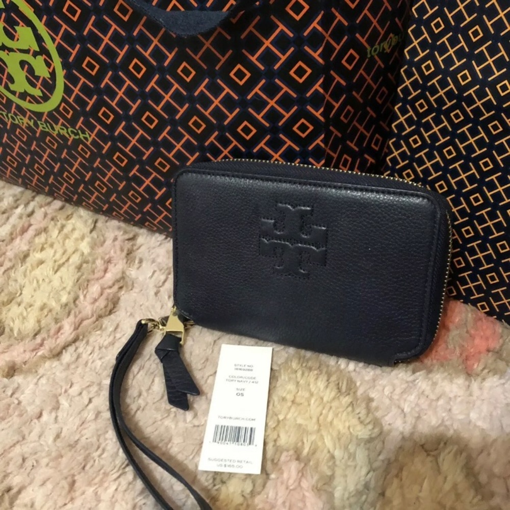 Tory Burch Cellphone Wallet Navy Blue